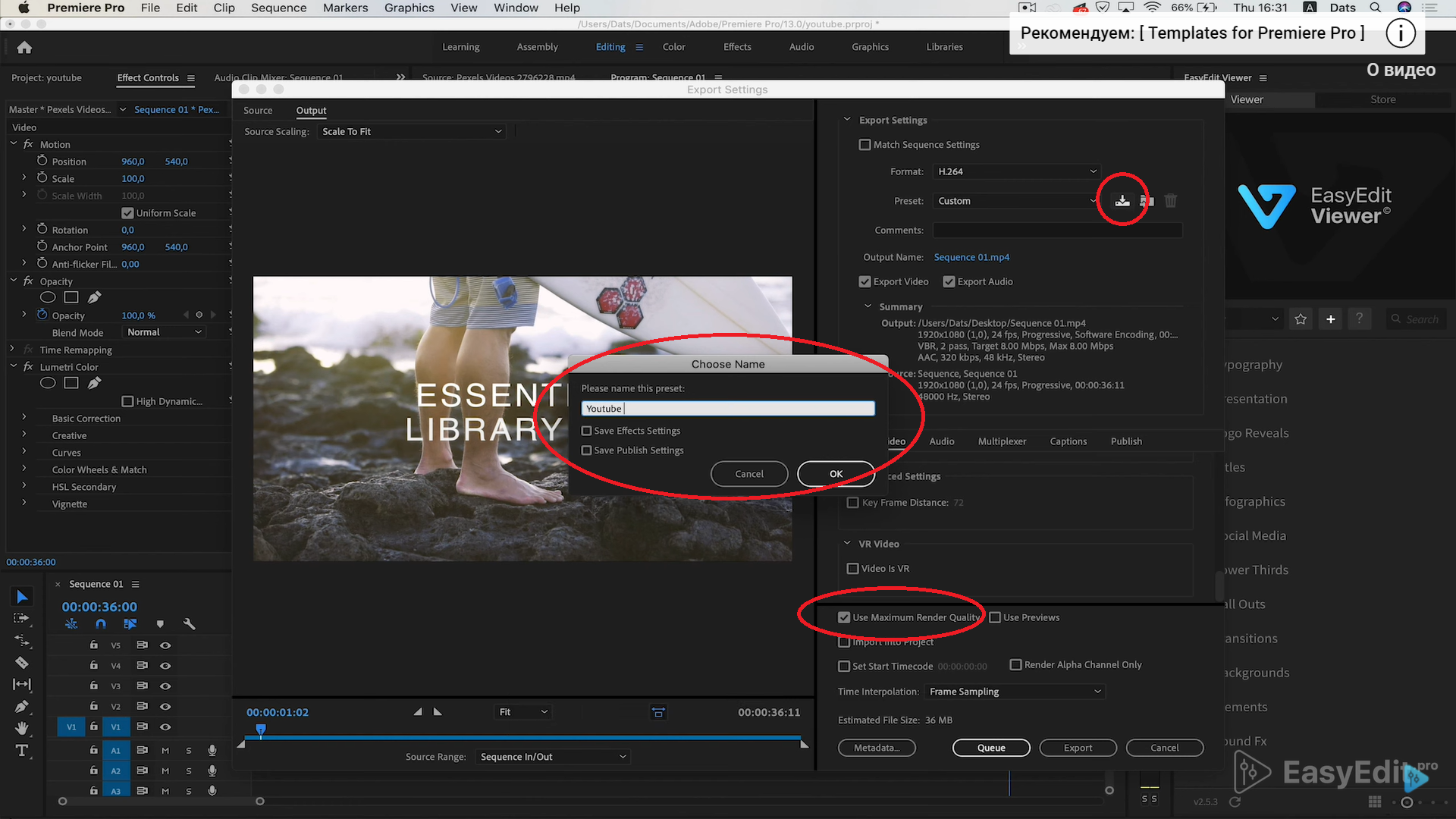 adobe premiere pro export recommended bit rate hd