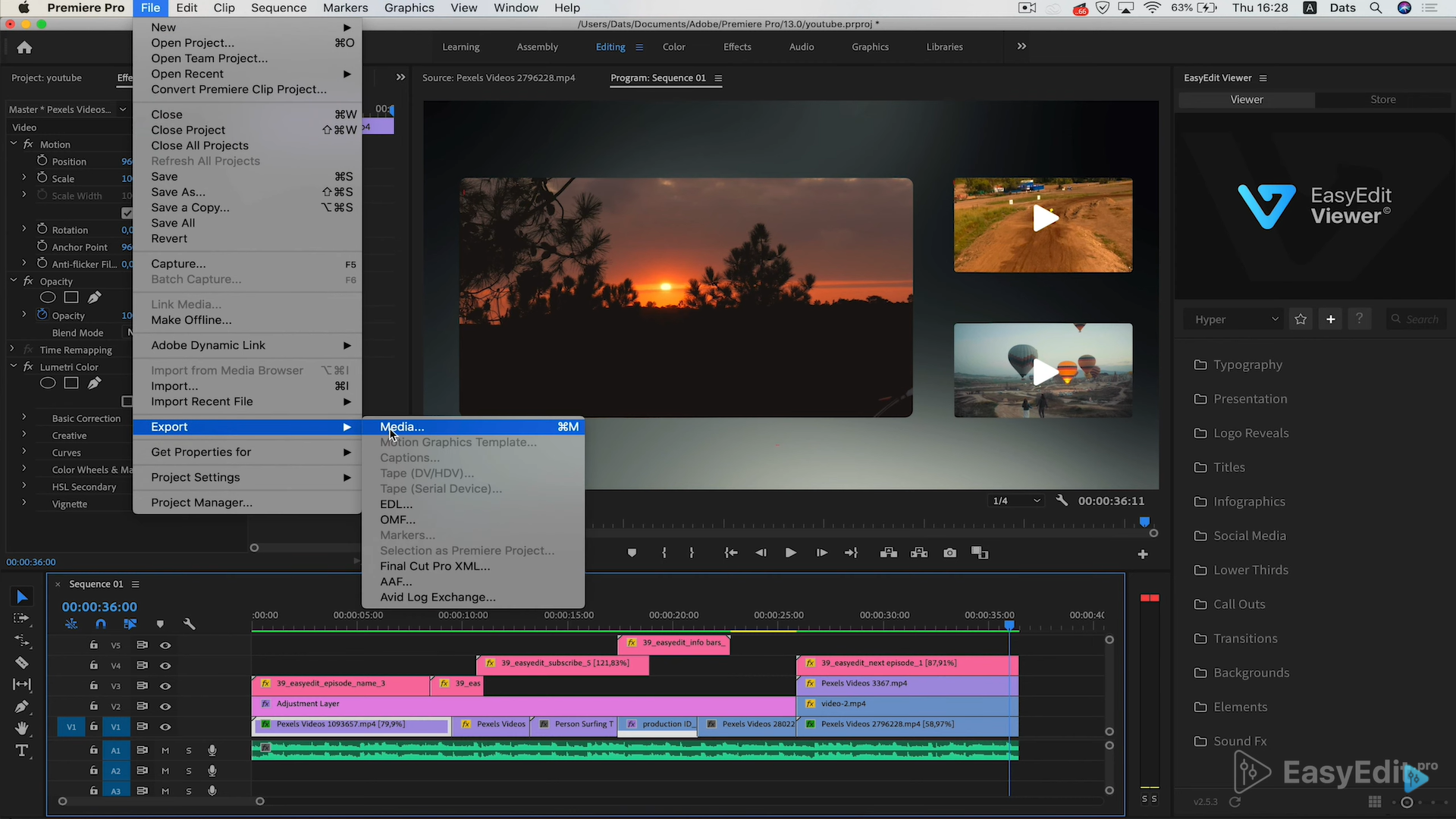 Как экспортировать проект в adobe premiere pro