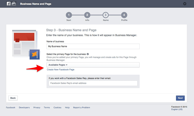 thêm một trang là bước bắt buộc trong việc set up account Facebook Business Manager