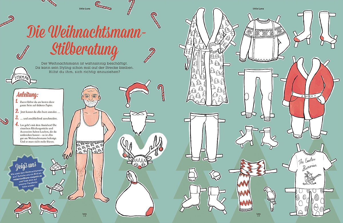 Bastelvorlage zum Download: Weihnachtsmann-Anziehpuppe ...