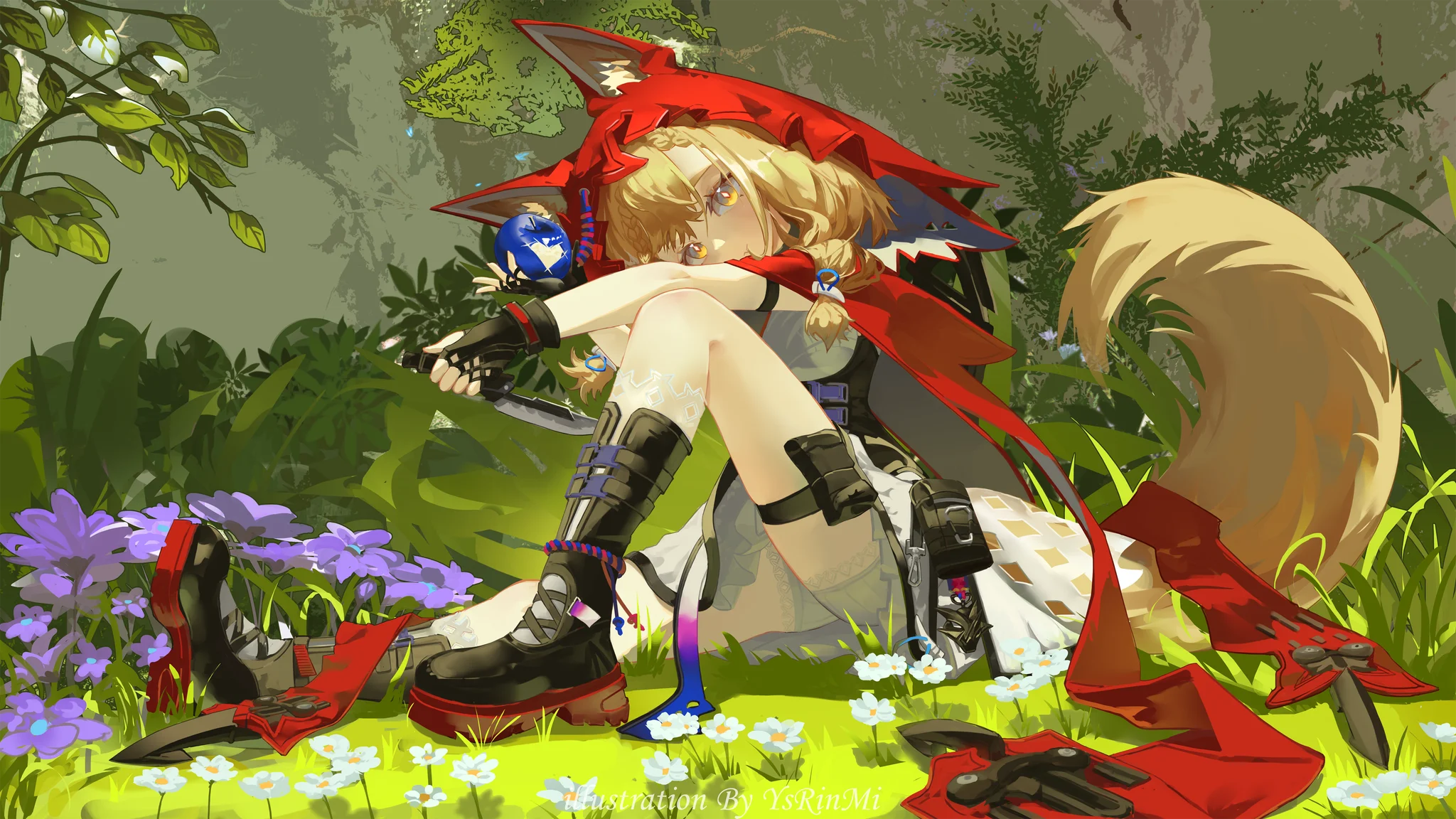 1girl, tail, animal ears