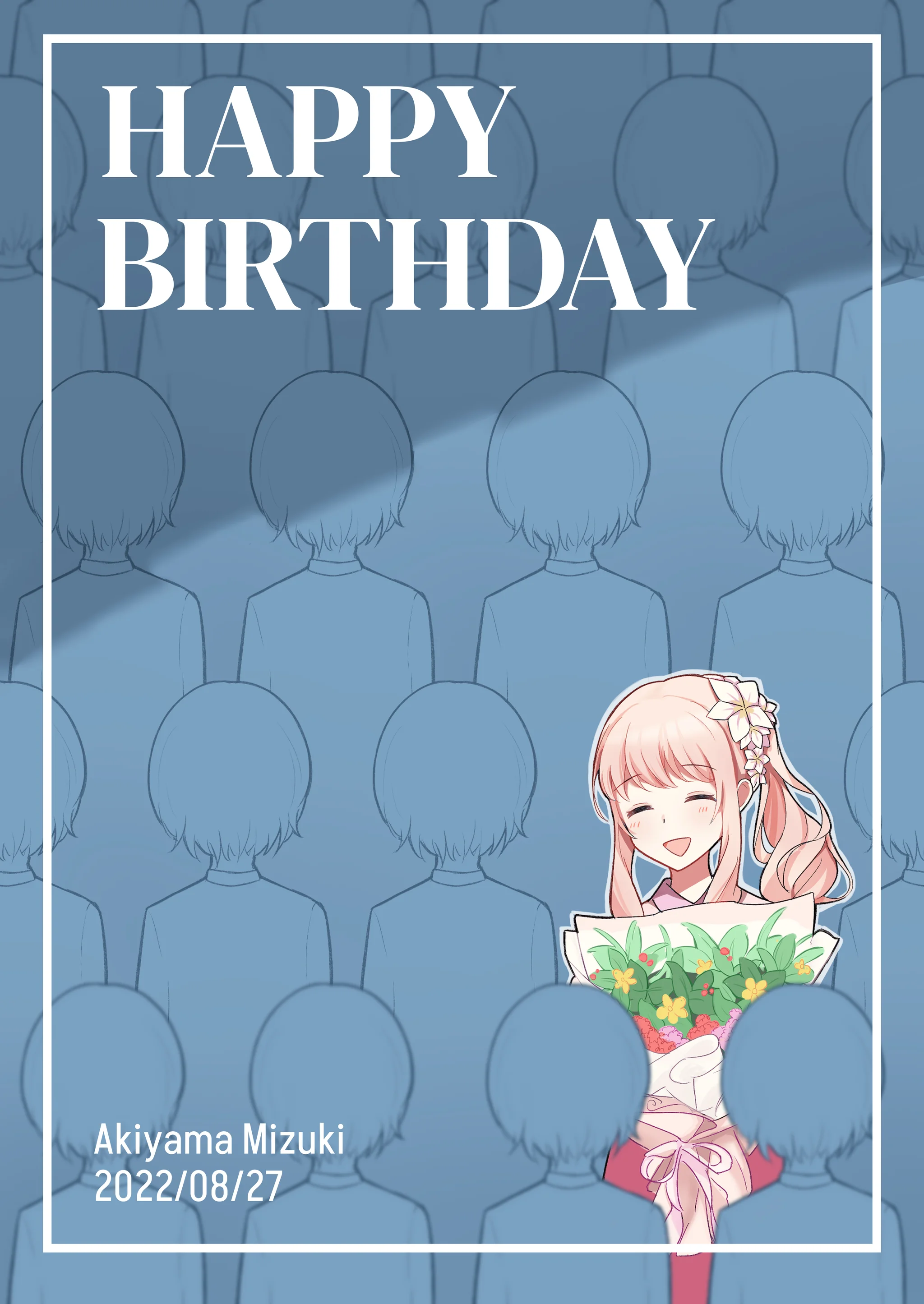 bouquet, happy birthday, closed eyes