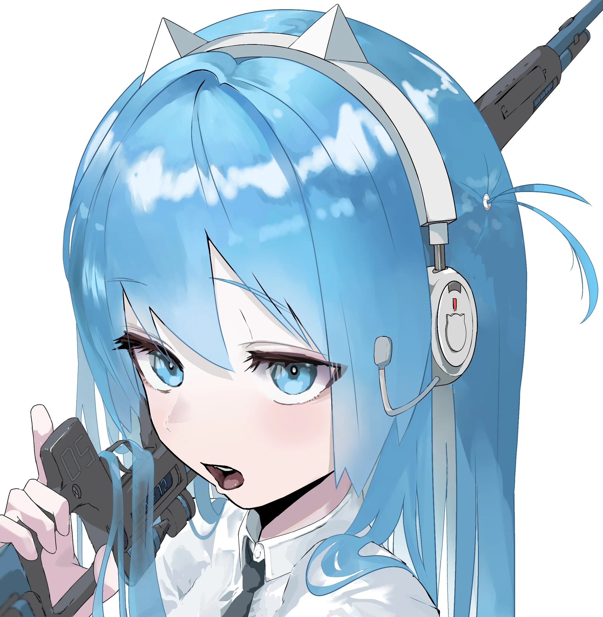 1girl, solo, gun