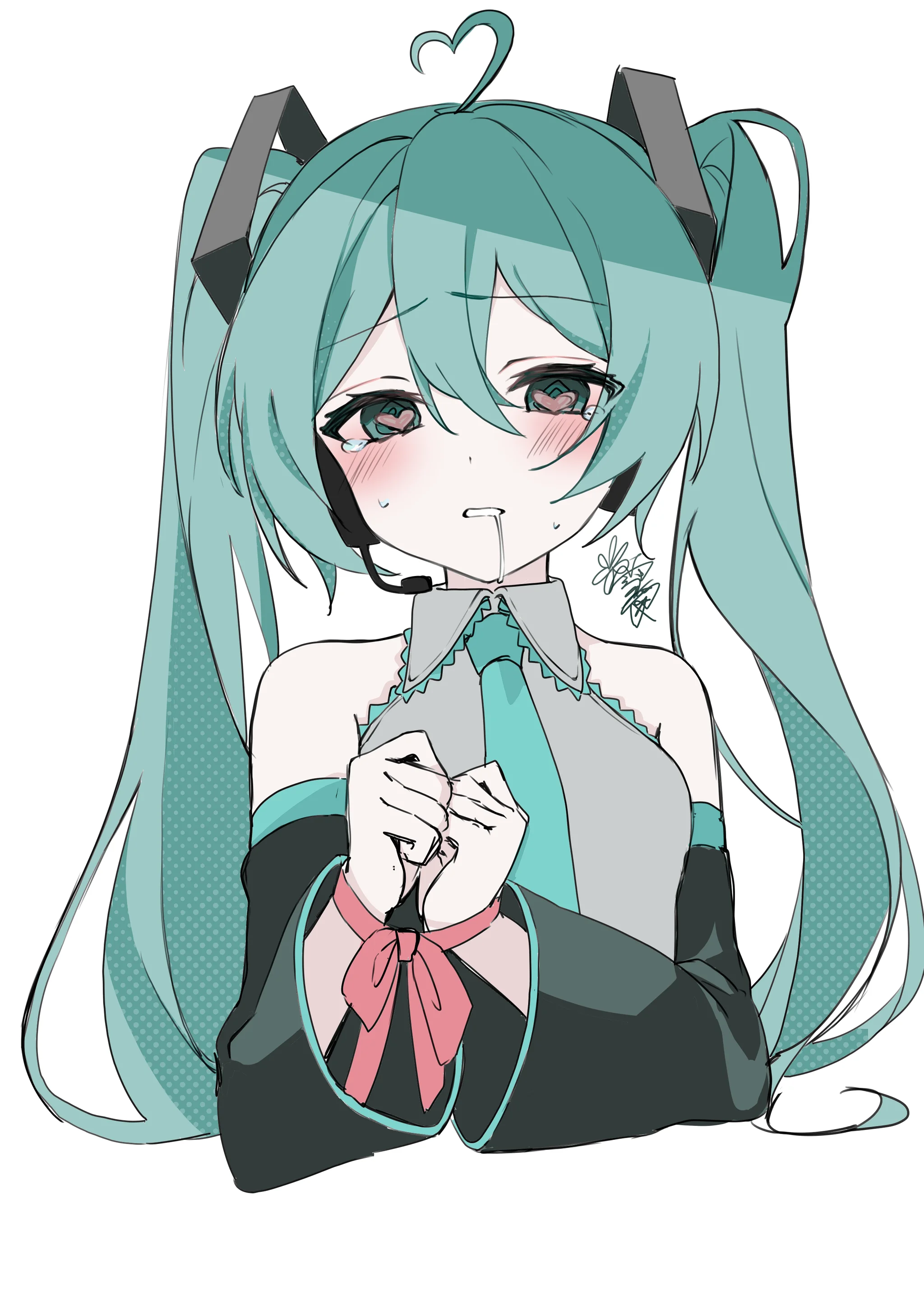 1girl, heart, hatsune miku