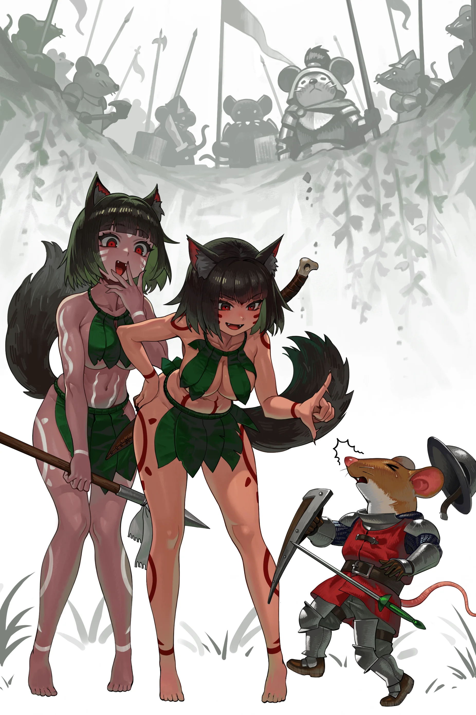 tail, weapon, shield