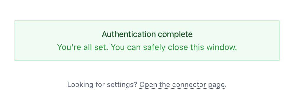 Authorization Success Message