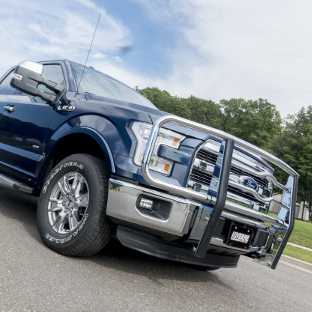 LUVERNE 2 inch grille guard on a blue 2016 Ford F150