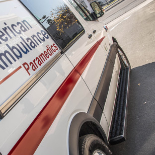 Mercedes-Benz Sprinter ambulance with LUVERNE Grip Step van running boards