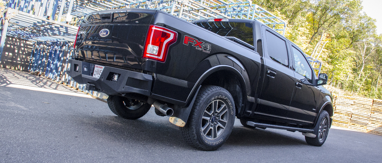 Black Ford F150 with Textured Rubber Mud Guards by Power Station