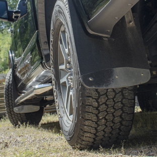 Black Ford truck mud flaps for the front and rear