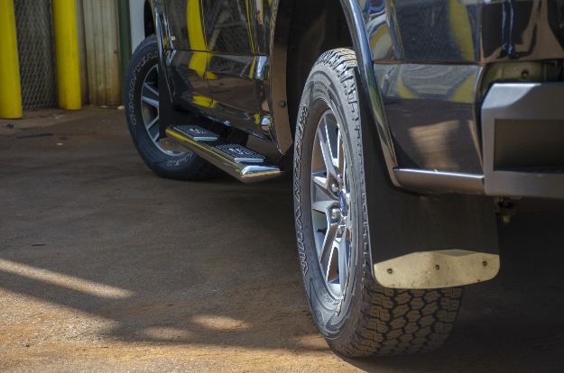 Front and rear Textured Rubber Mud Guard flaps on truck