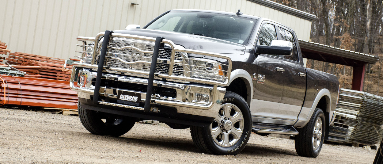 Ram 3500 work truck with LUVERNE Side Entry Steps and brush guard