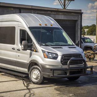 Grey 2017 Ford Transit 350 HD cargo van with LUVERNE Tuff Guard® bumper guard