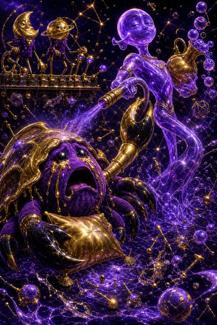 Cancer and Aquarius — Luxtra cosmic compatibility card