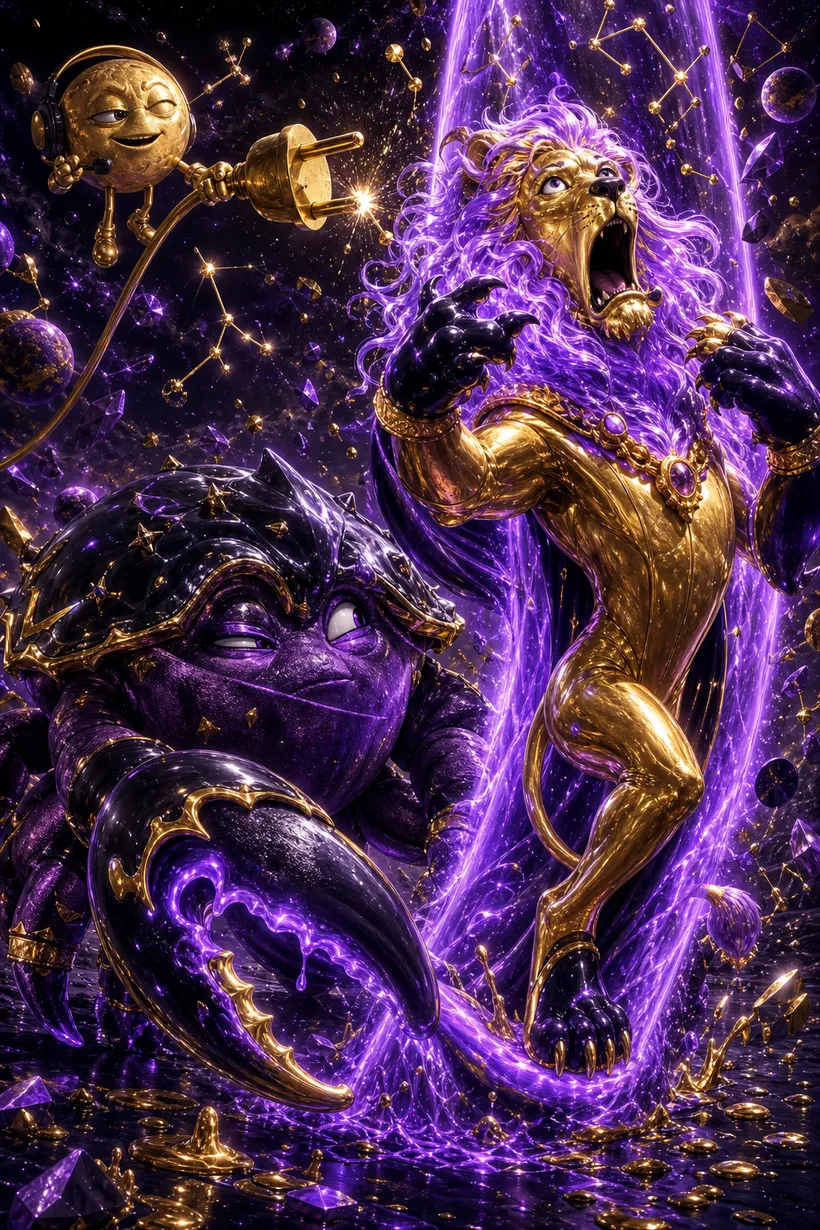 Cancer and Leo — Luxtra cosmic compatibility card