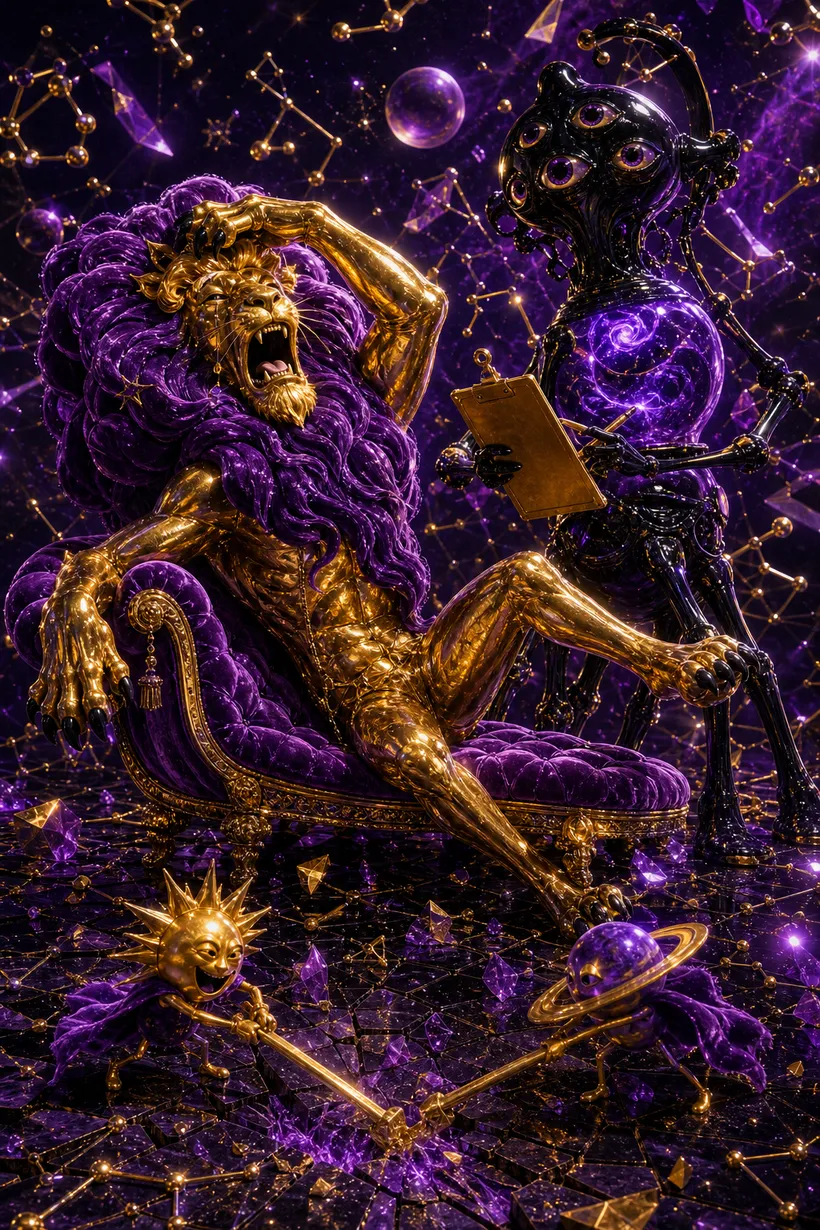 Leo and Aquarius — Luxtra cosmic compatibility card