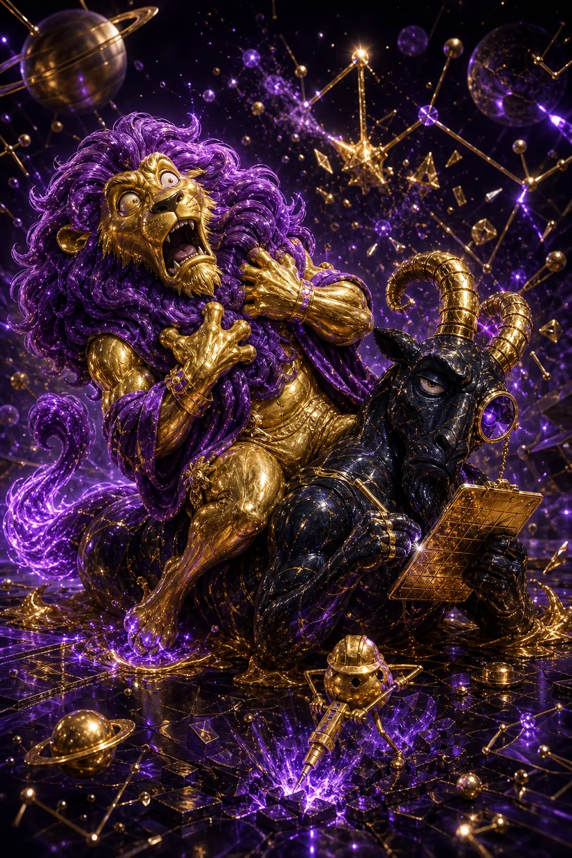 Leo and Capricorn — Luxtra cosmic compatibility card