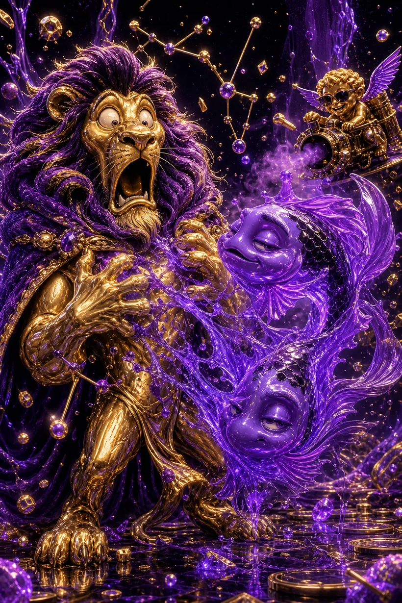 Leo and Pisces — Luxtra cosmic compatibility card
