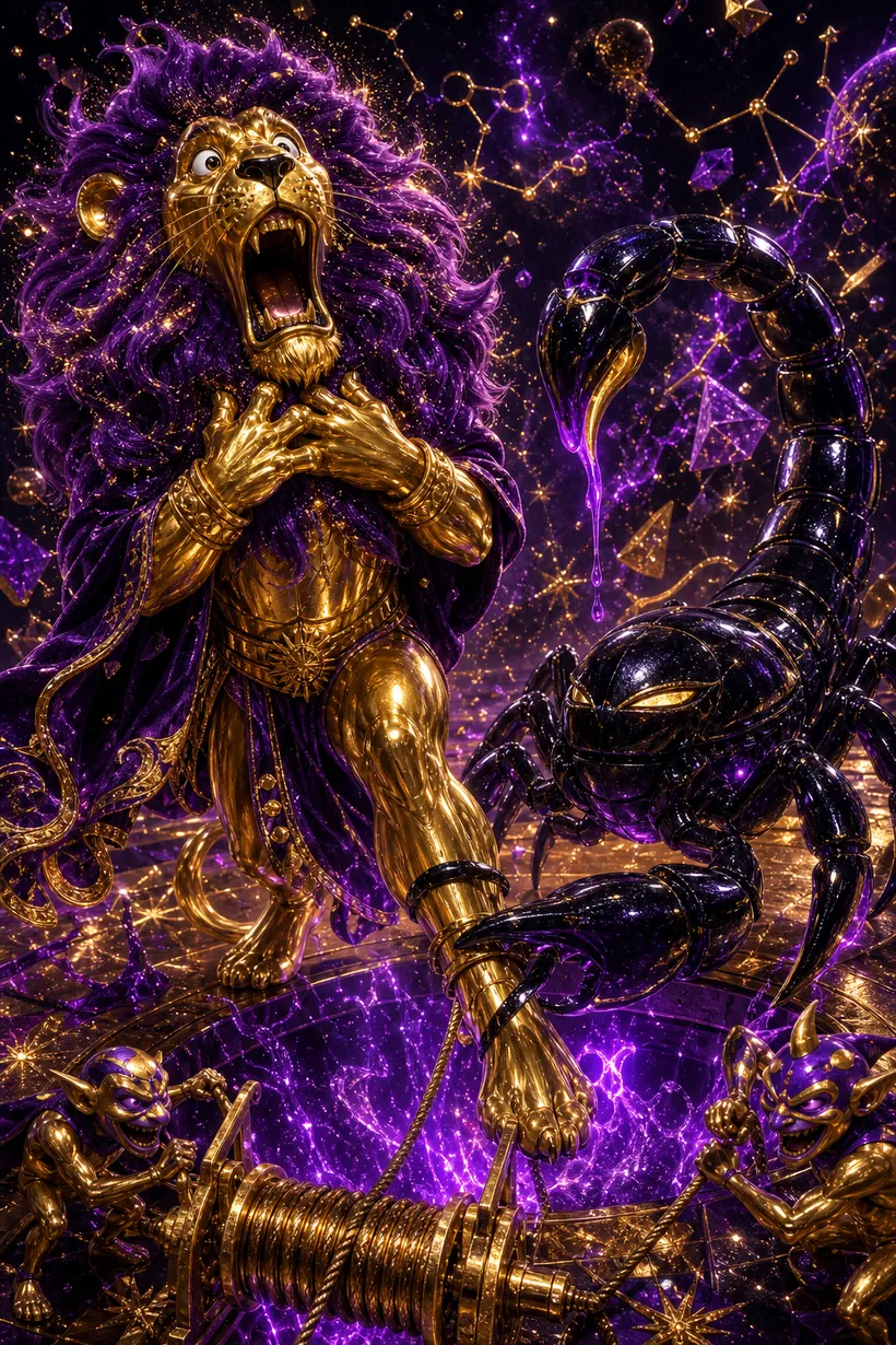 Leo and Scorpio — Luxtra cosmic compatibility card