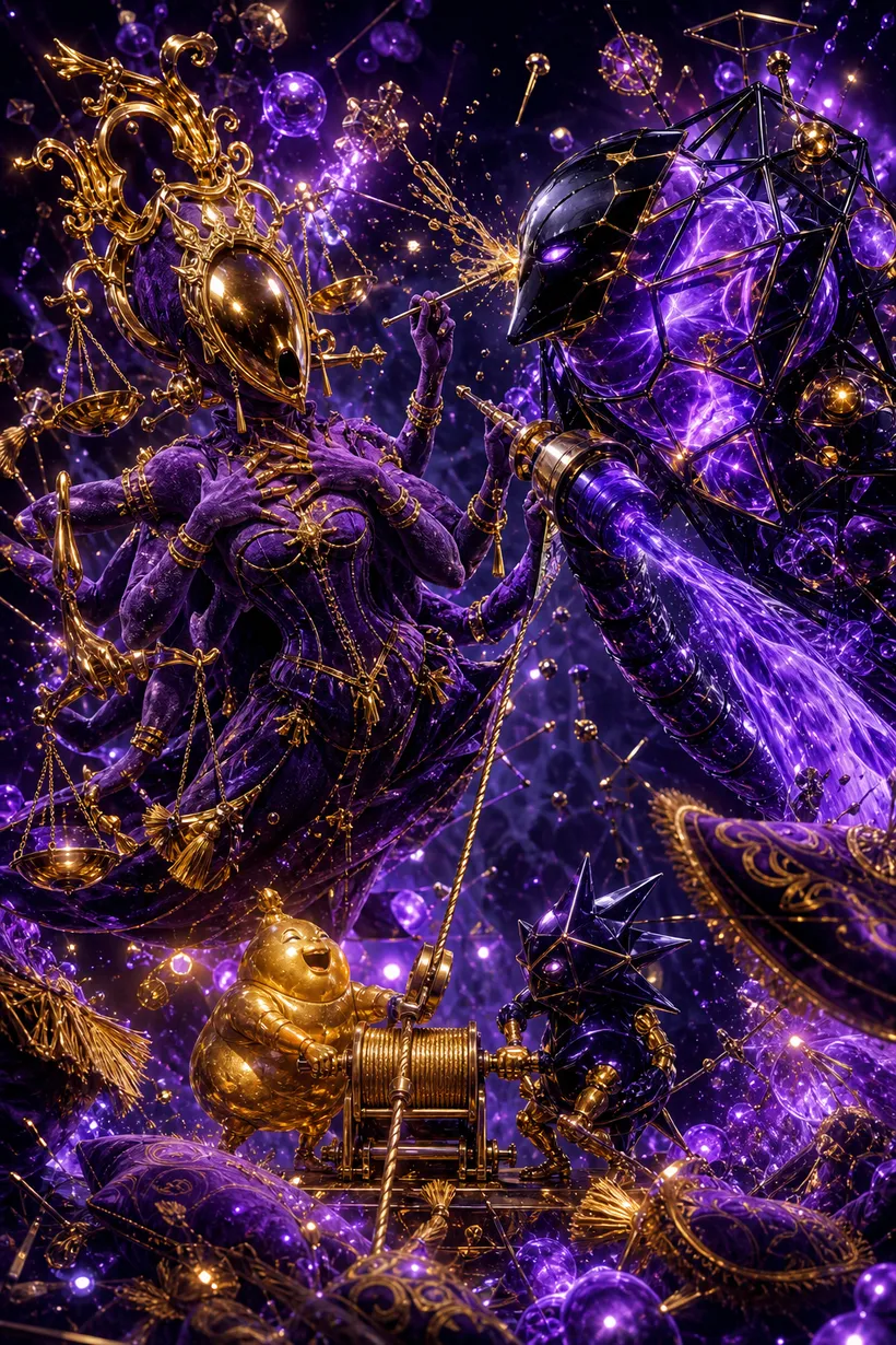 Libra and Aquarius — Luxtra cosmic compatibility card