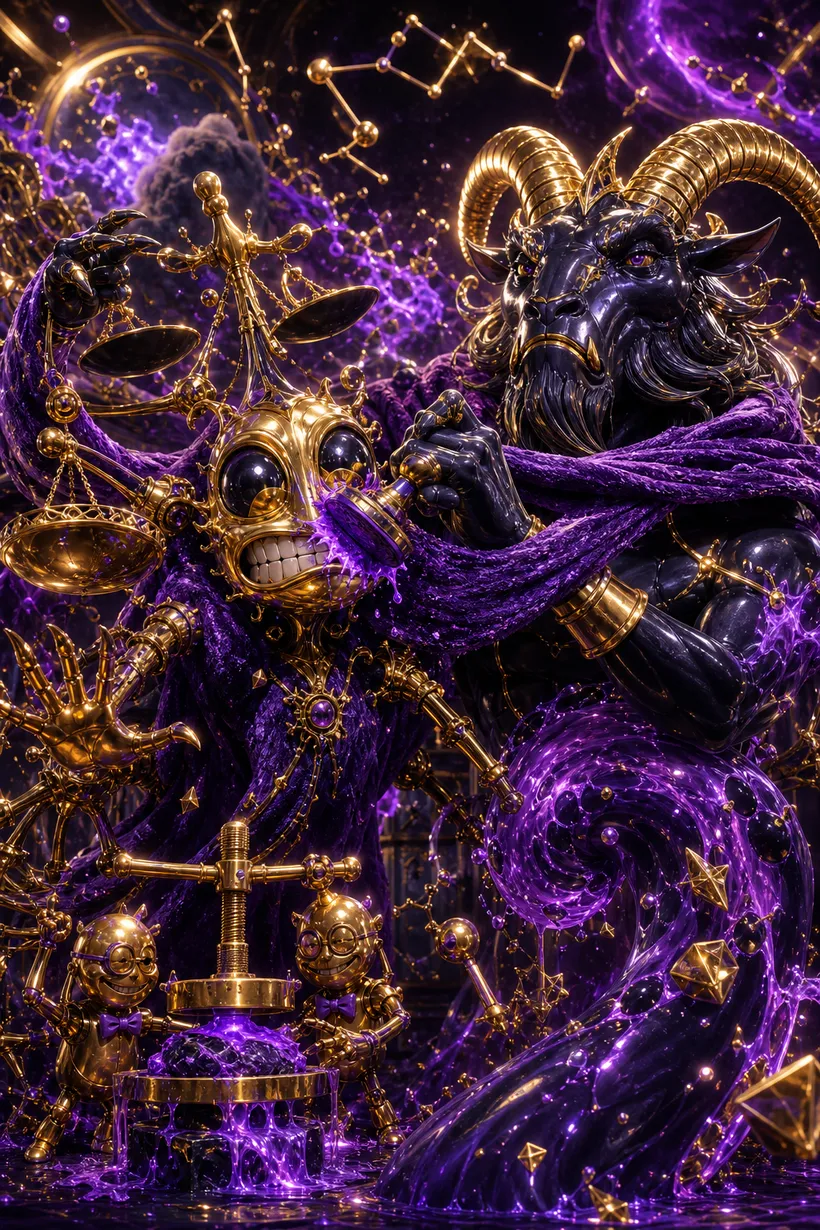 Libra and Capricorn — Luxtra cosmic compatibility card