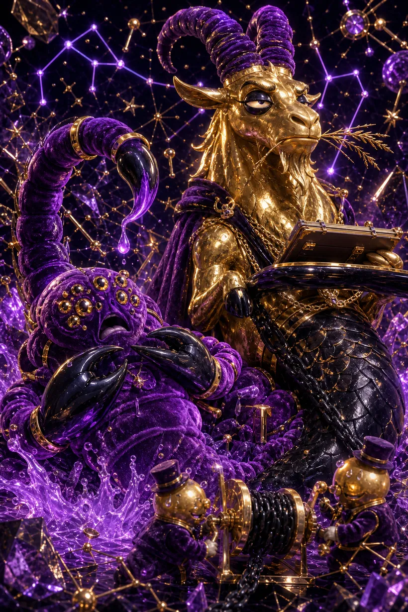 Scorpio and Capricorn — Luxtra cosmic compatibility card