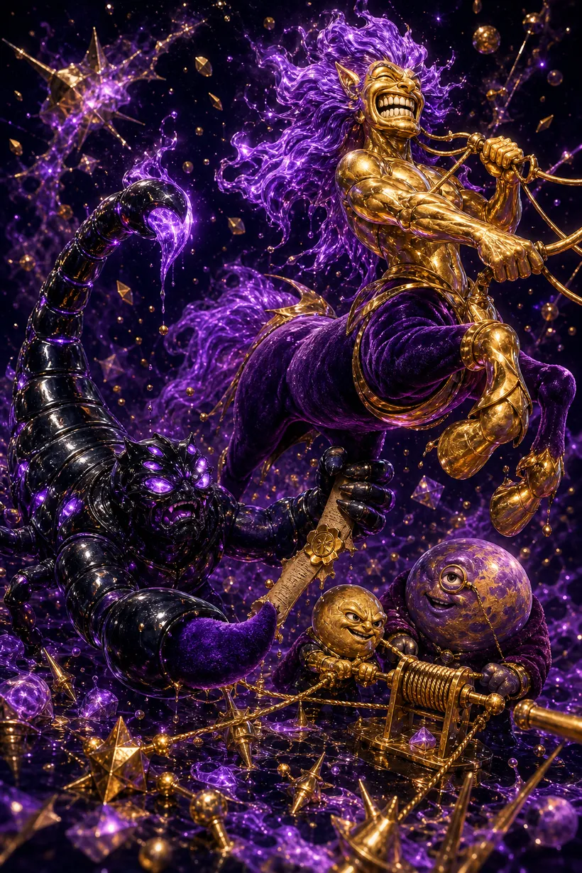 Scorpio and Sagittarius — Luxtra cosmic compatibility card
