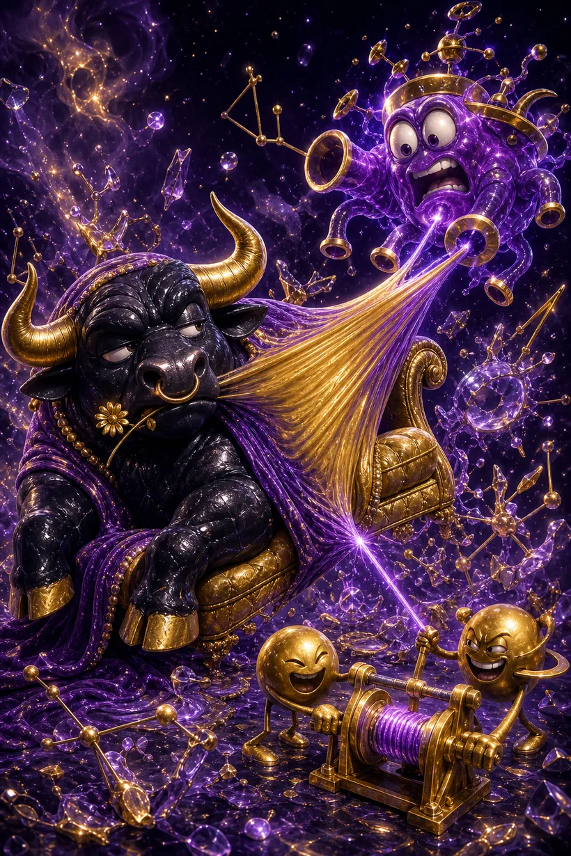 Taurus and Aquarius — Luxtra cosmic compatibility card