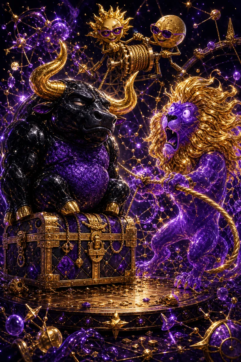 Taurus and Leo — Luxtra cosmic compatibility card