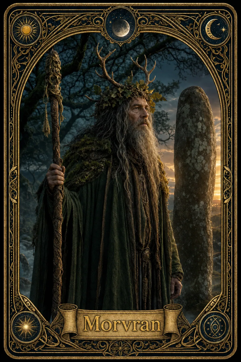 Morvran, Tu sĩ sồi Celtic — Lá bài tarot Tiên tri Luxtra