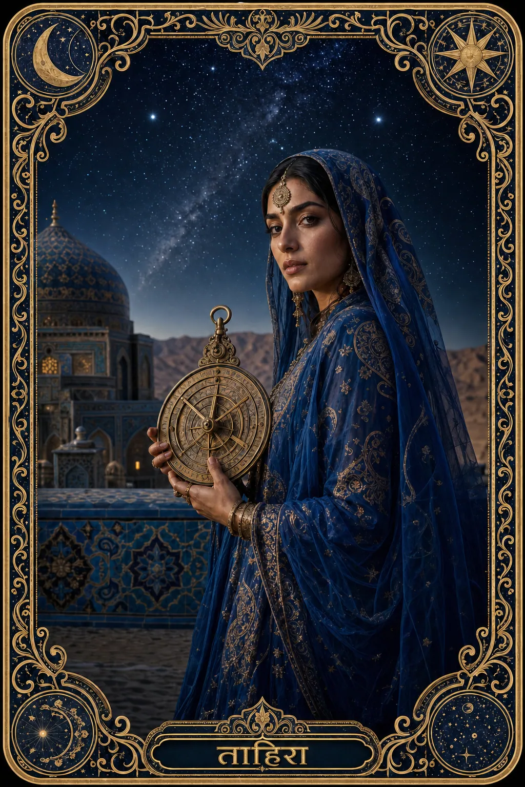ताहिरा, सूफ़ी रहस्यवादी — लुक्स्ट्रा ओरेकल कोर्ट के लिए यथार्थवादी सचित्र टैरो कार्ड