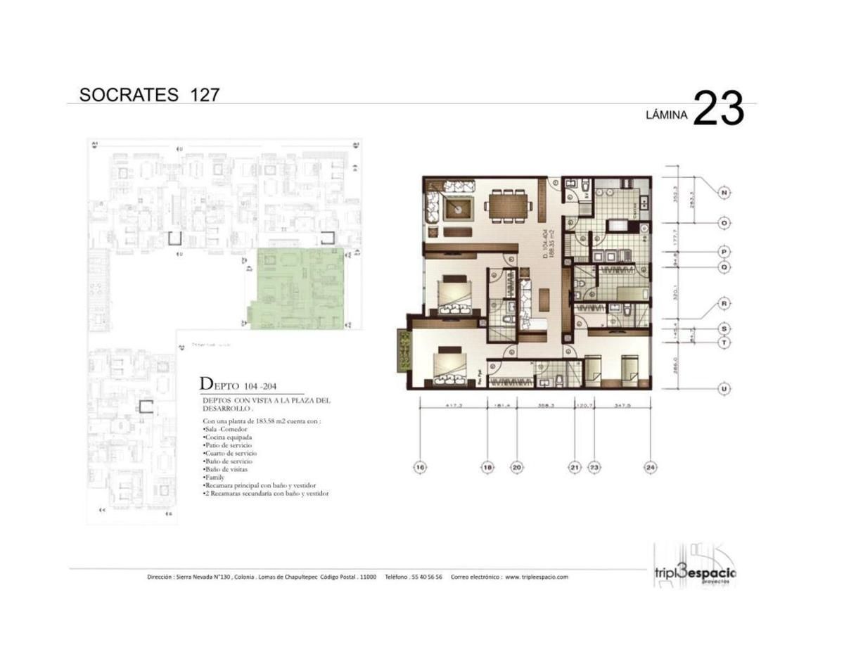207, Glorieta América, Polanco, Polanco IV Sección, 11550 con 3 Recámaras, 2 Puestos de Estacionamiento, 3 Baños y 184 Metros Cuadrados 207, Glorieta América, Polanco, Polanco IV Sección, 11550 con 3 Recámaras, 2 Puestos de Estacionamiento, 3 Baños y 184 Metros Cuadrados