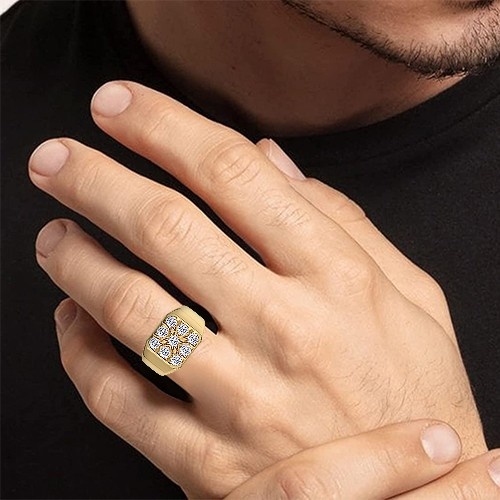 elegant-carved-men-s-14k-gold-diamond-ring-9-round-brilliant-diamonds