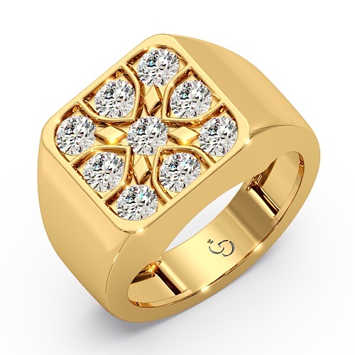 elegant-carved-men-s-14k-gold-diamond-ring-9-round-brilliant-diamonds