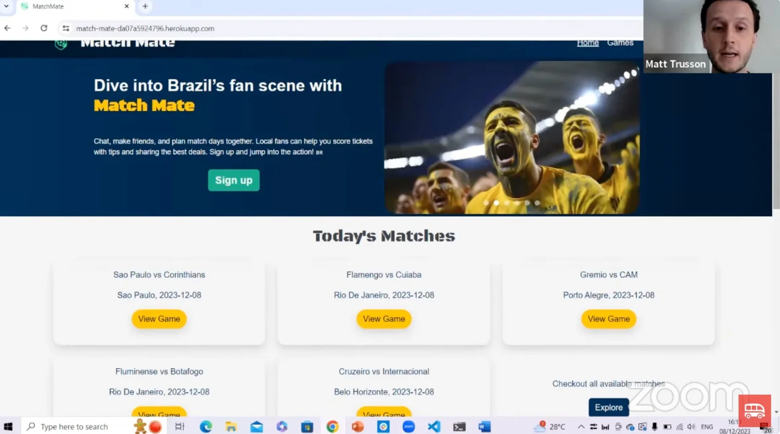 Screenshot of live presentation