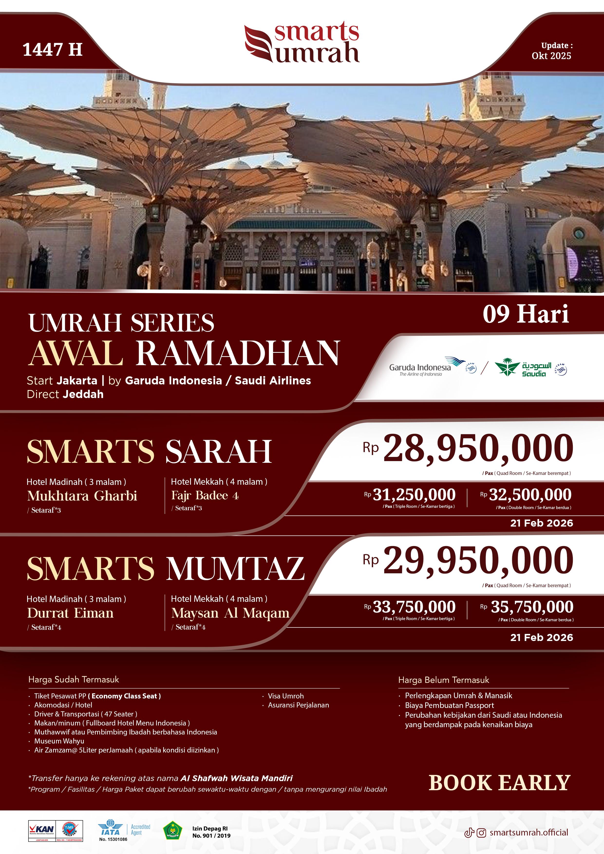UMROH AWAL RAMADHAN 9 DAY (SMARTS MUMTAZ)