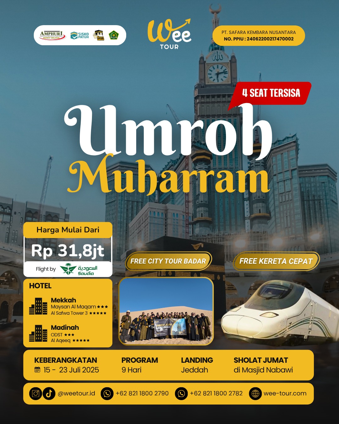 UMRAH MUHARRAM 9D PLUS CITY TOUR KOTA BADAR