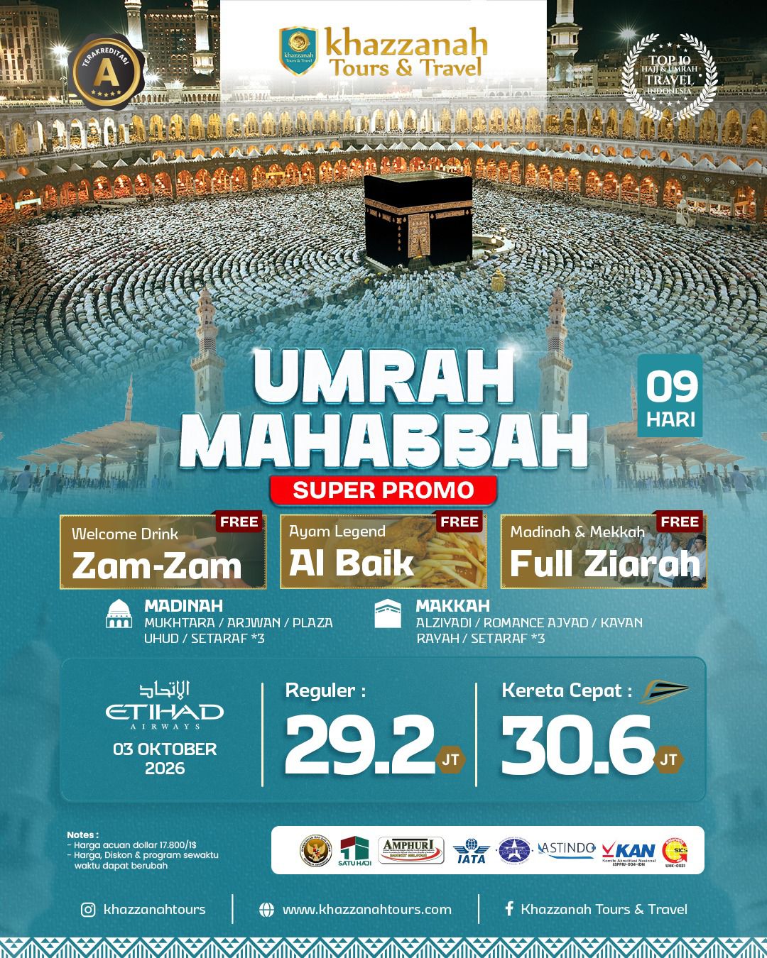 UMRAH MAHABBAH 9 HARI (SUPER PROMO)