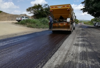 During construction: HDPE geomembrane water proofing layer installation