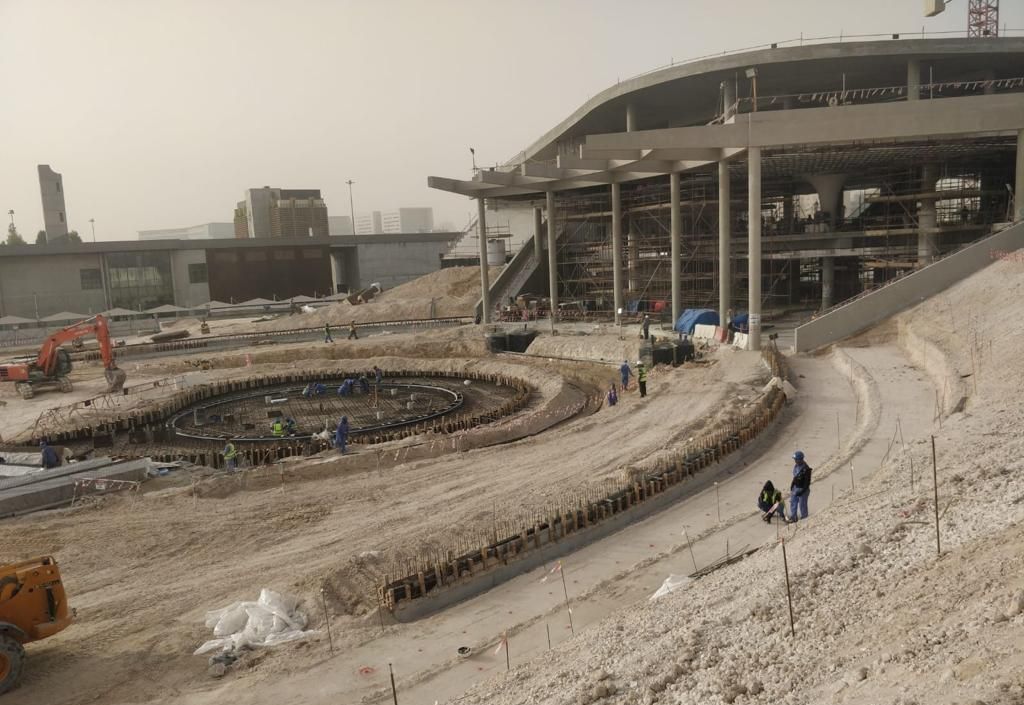 During construction: initial site works in progress  