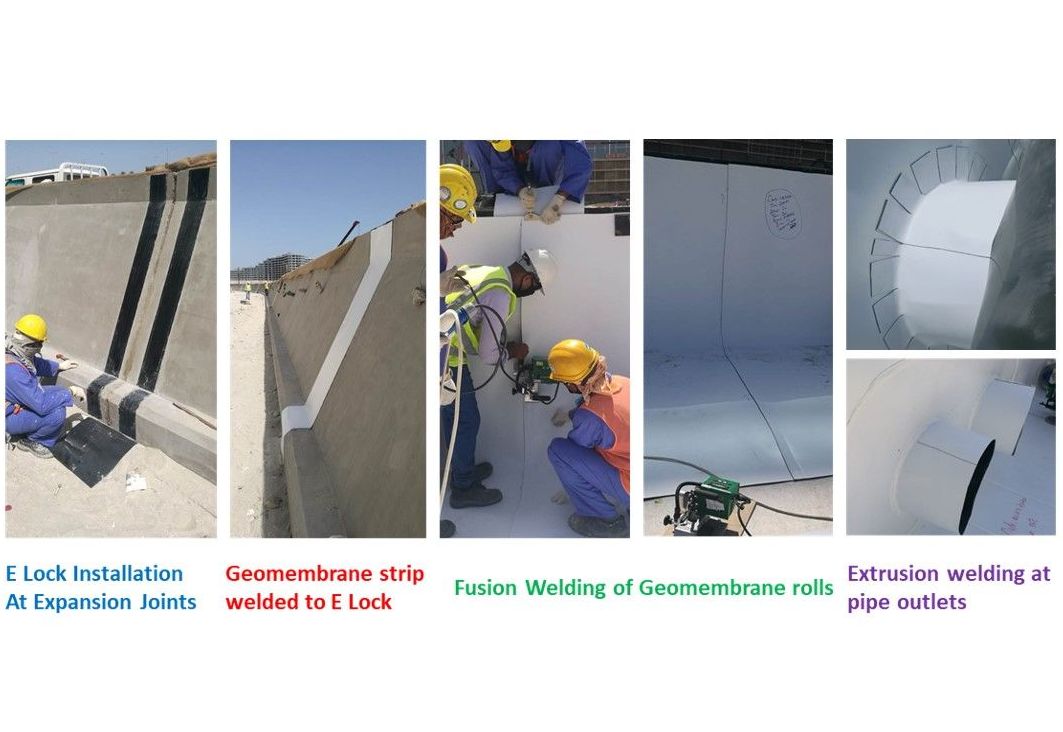 During construction: various phases of water proofing works
