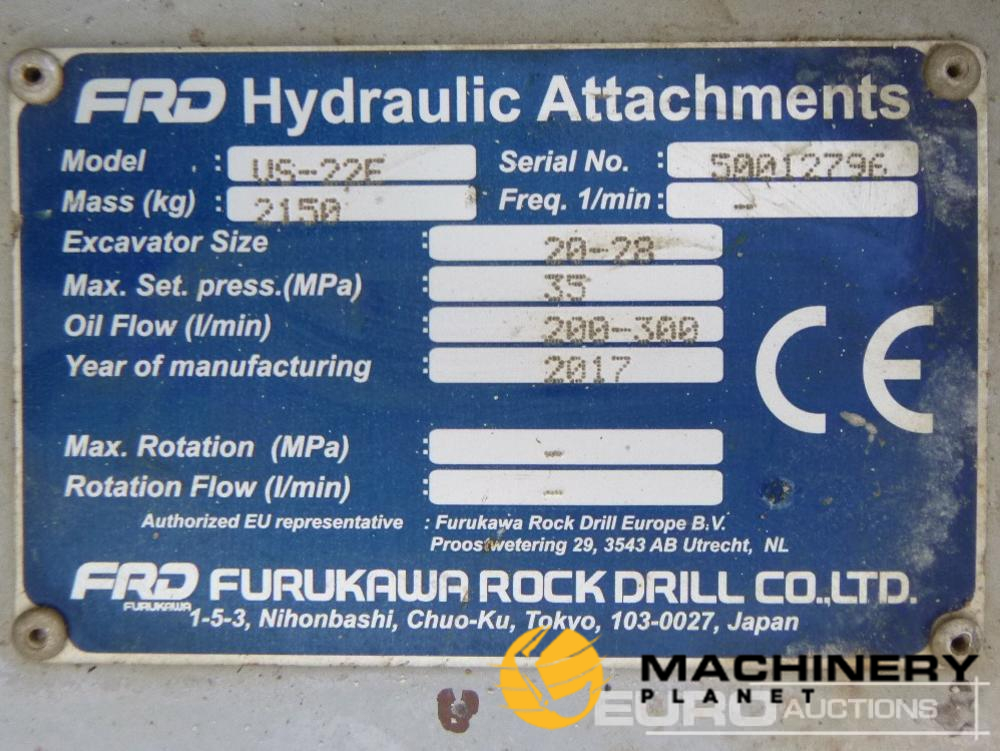 2017 Furukawa 4S22F  Hydraulic Excavator Attachments 2017 200202165 image