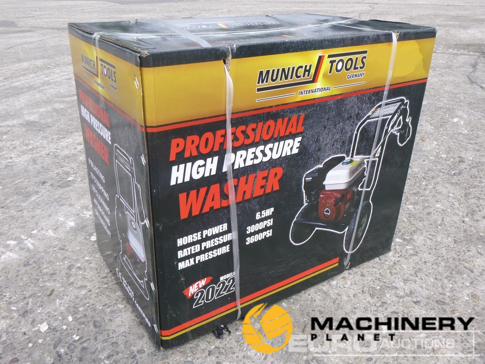 Unused MUNICH TOOLS 3600PSI Petrol Powered Pressure Washer, 250Bar, 6.5HP  Pressure Washers  200204715 image