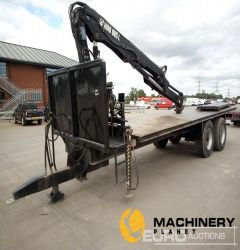 Swan Commercials Twin Axle Draw Bar Flat Bed Trailer, Hiab 085L Crane, Sprung Draw Bar  Agricultural Trailers  140305167