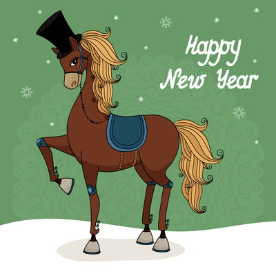 Fashion stallion wearing a hat, 2014 year of the horse vector illustration