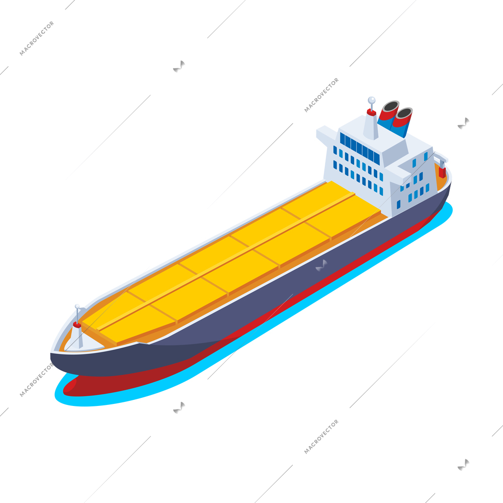 Isometric dry bulk carrier ship on white background 3d vector illustration