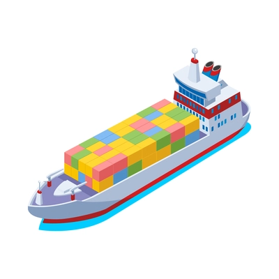 Isometric cargo ship container carrier 3d vector illustration