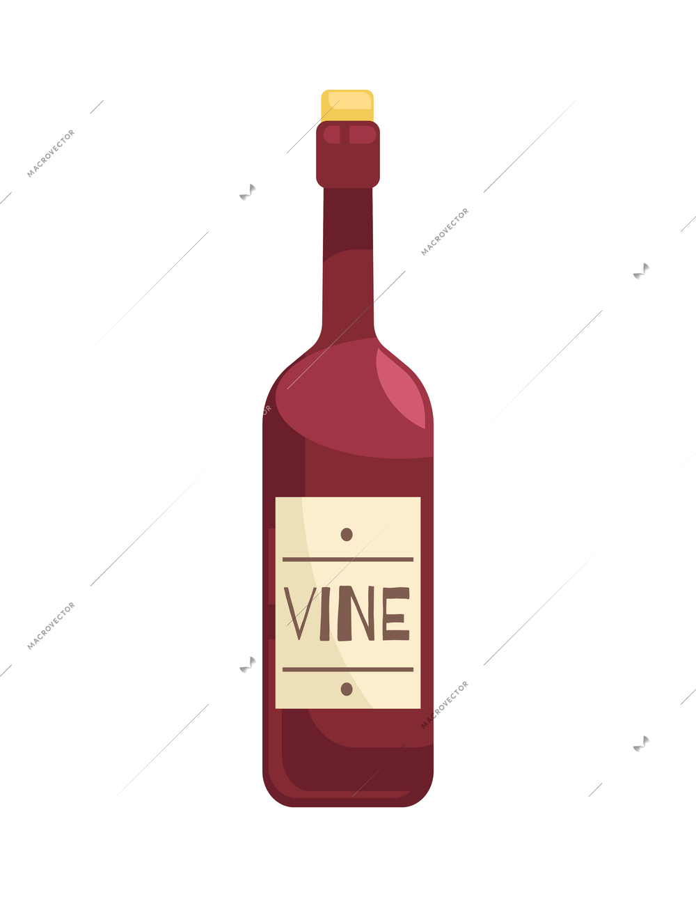 Flat wine bottle on white background vector illustration