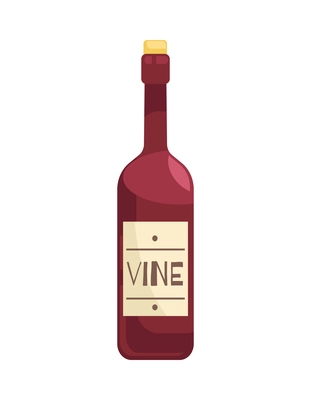 Flat wine bottle on white background vector illustration