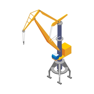 Isometric port cargo crane on white background 3d vector illustration